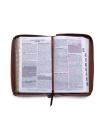 Santa Biblia de Promesas RVR-1960, Tamaño Manual / Letra Grande, Piel especial con índice y cierre, Café 